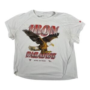 Under Armour Iron Paradise T-Shirt Womens XS White Eagle Gym Project Rock